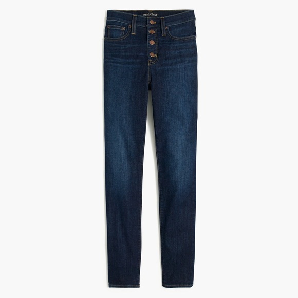 J CREW 9" high-rise skinny jean with button fly in dark
wash SZ 27